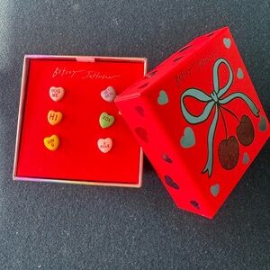 Betsey Johnson Multicolor “conversation heart” Earrings trio-fun unique fashion